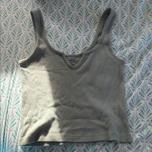 Brandy Melville V-Neck Ribbed Tank Top - Sage Green